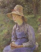 Young Peasant Girl Wearing a Hat Camille Pissarro